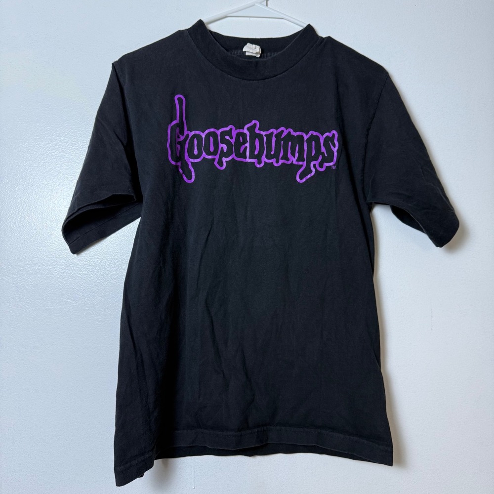 Vintage 90s‎ Goosebumps T Shirt Kids Youth XL Enter If You Dare Horror Black Tee